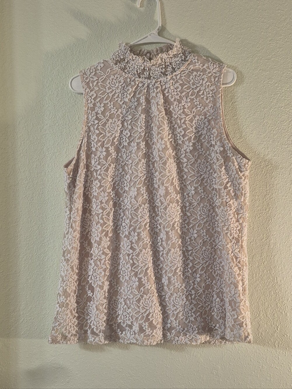 Smocked Neck Lace Camisole Tank